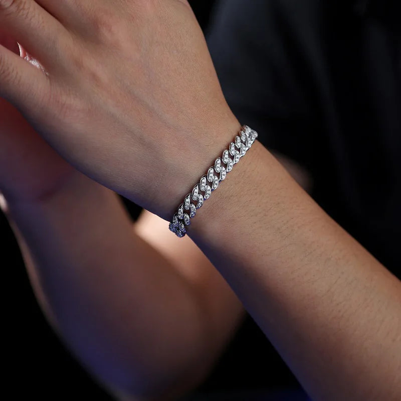 8mm Moissanite Cuban Link Bracelet